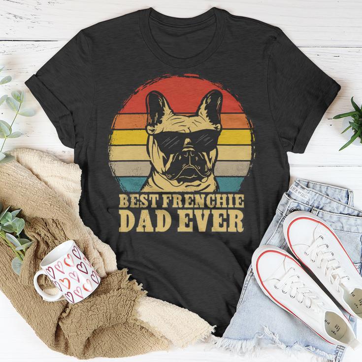 Vintage Best Frenchie Dad Ever Fathers Day 90 Shirt Unisex T-Shirt Funny Gifts