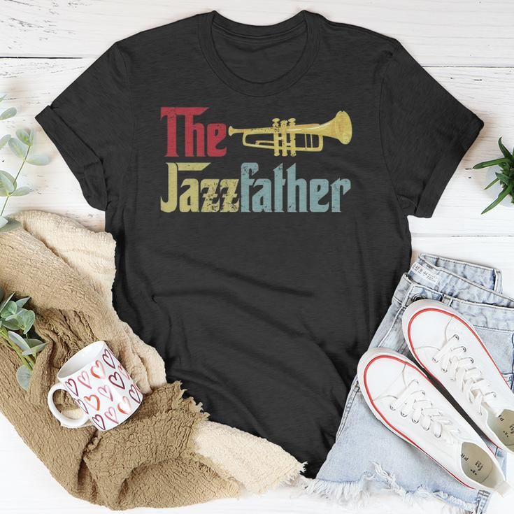 Vintage The Jazzfather Happy Fathers Day Trumpet Player Unisex T-Shirt Unique Gifts