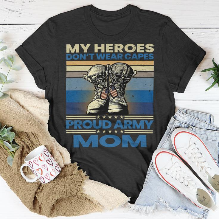 Vintage Veteran Mom My Heroes Dont Wear Capes Army Boots T-Shirt Unisex T-Shirt Unique Gifts