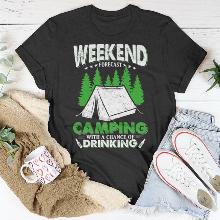 Weekend Forecast Camping With A Chance Of Drinking Funny Unisex T-Shirt Funny Gifts