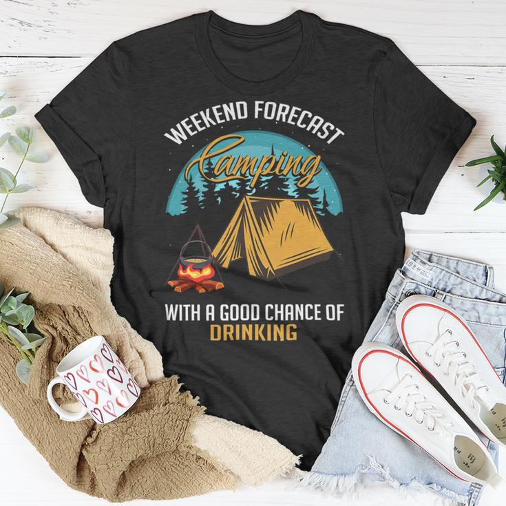 Weekend Forecast Camping With A Good 15 Shirt Unisex T-Shirt Funny Gifts