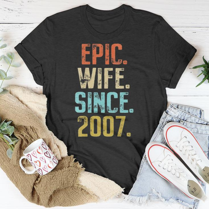 Womens 15Th Wedding Anniversary For Her Best Epic Wife Since 2007 Married Couples Unisex T-Shirt Unique Gifts
