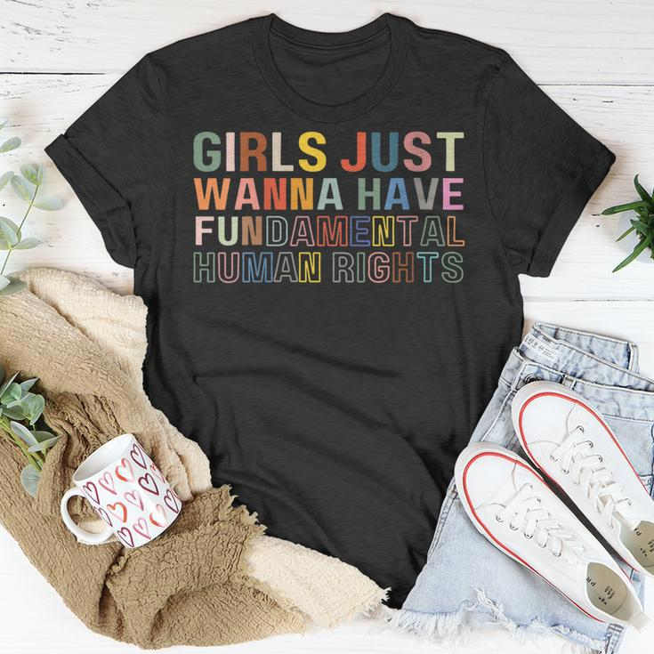 Womens Girls Just Wanna Have Fundamental Rights Feminism Womens Unisex T-Shirt Unique Gifts