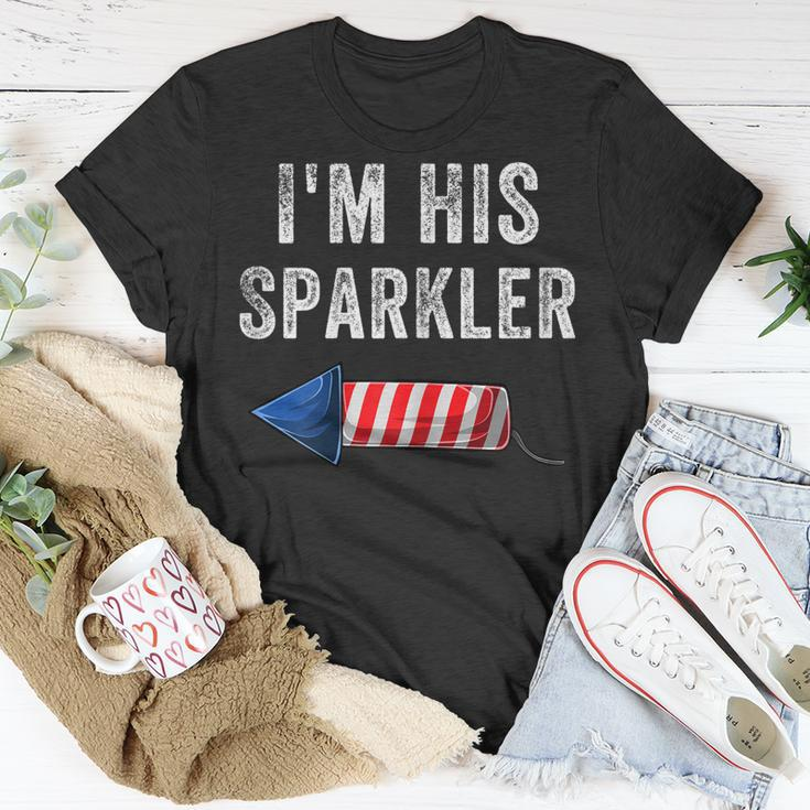 Womens Im His Sparkler His And Her 4Th Of July Matching Couples Unisex T-Shirt Funny Gifts