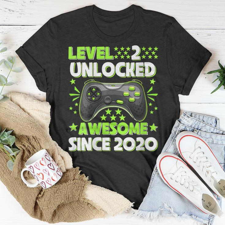Womens Level 2 Unlocked Awesome 2020 Video Game 2Nd Birthday Unisex T-Shirt Funny Gifts