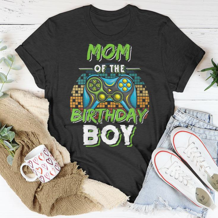 Womens Mom Of The Birthday Boy Matching Video Gamer Birthday Party Unisex T-Shirt Funny Gifts