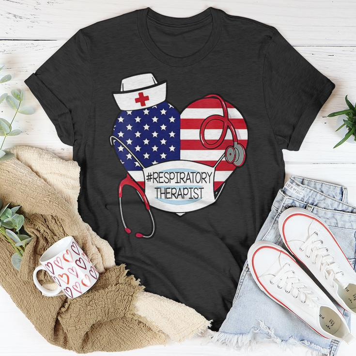 Womens Respiratory Therapist Love America 4Th Of July For Nurse Dad Unisex T-Shirt Funny Gifts