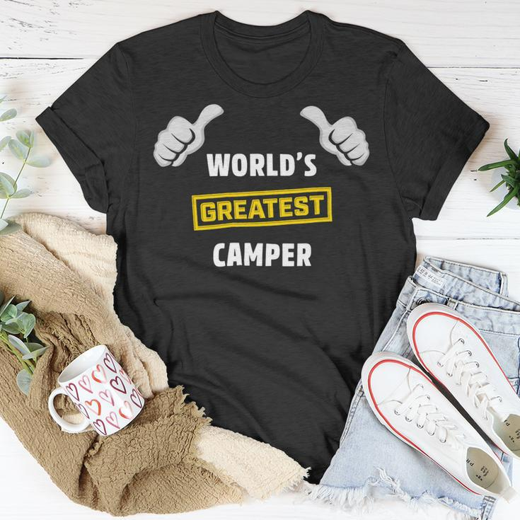 Worlds Greatest Camper Funny Camping Gift CampShirt Unisex T-Shirt Unique Gifts