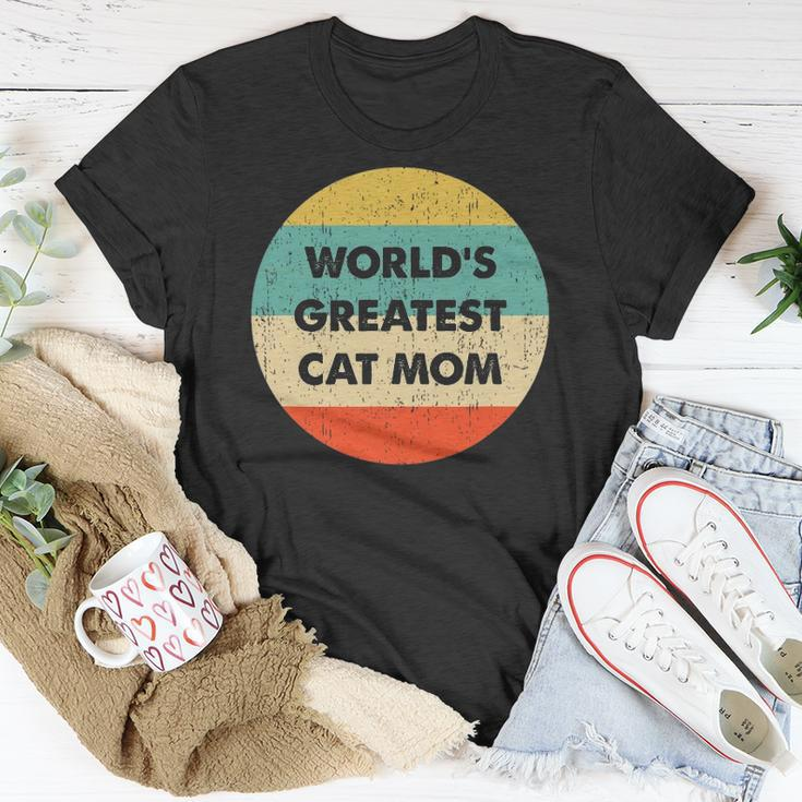 Worlds Greatest Cat Mom Vintage Retro Unisex T-Shirt Unique Gifts