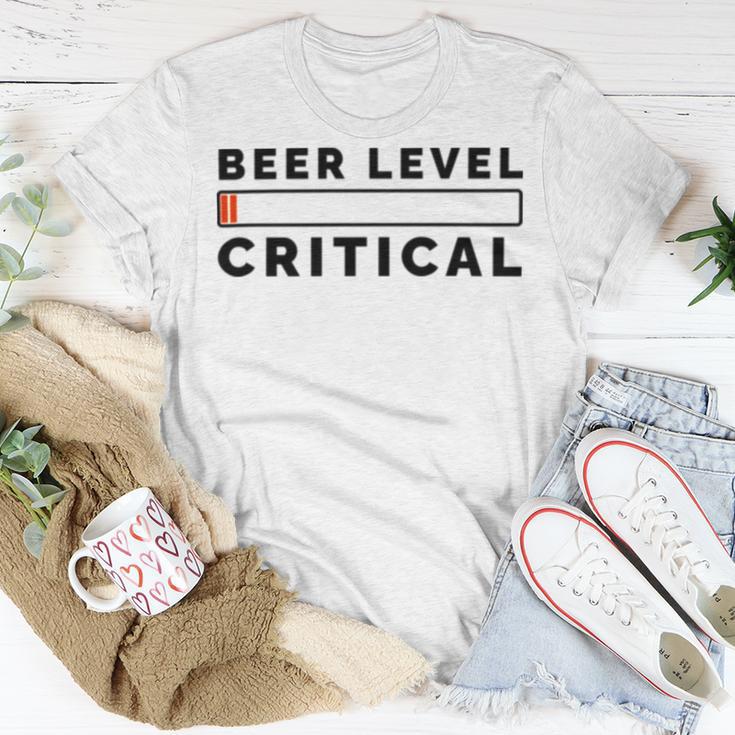 Beer Level Critical Unisex T-Shirt Funny Gifts