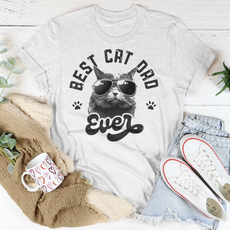 Best Cat Dad Ever Funny Daddy Fathers Day Retro Vintage Men Unisex T-Shirt Unique Gifts