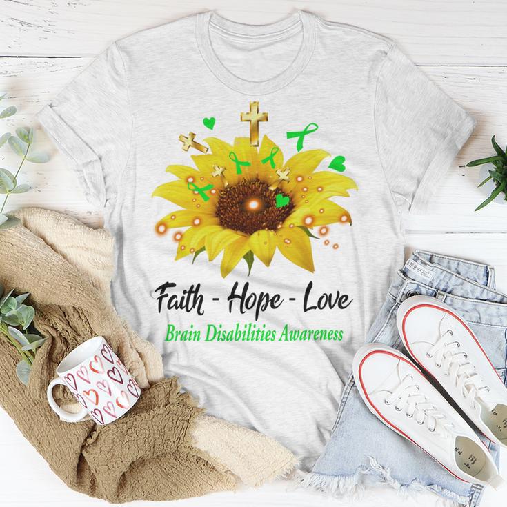 Brain Disabilities Awareness Faith Hope Love Unisex T-Shirt Funny Gifts