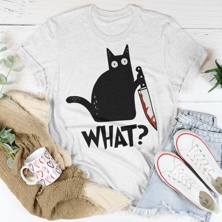 Cat What Murderous Black Cat With Knife Unisex T-Shirt Funny Gifts