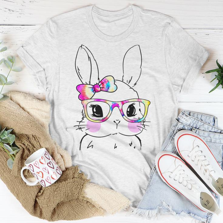 Cute Bunny Rabbit Face Tie Dye Glasses Girl Happy Easter Day Unisex T-Shirt Funny Gifts