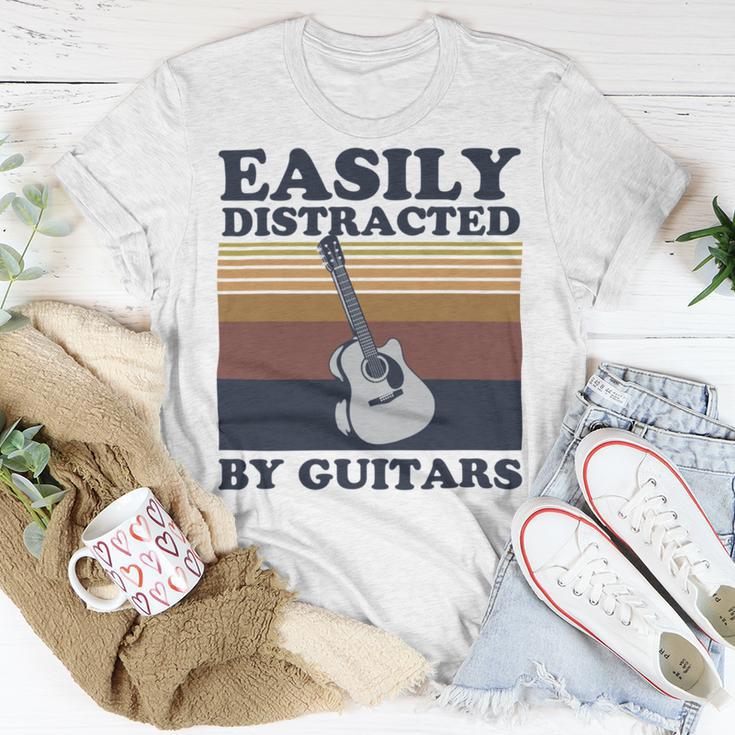 Easily Distracted By Guitars Quote For A Guitar Player Racerback Unisex T-Shirt Funny Gifts