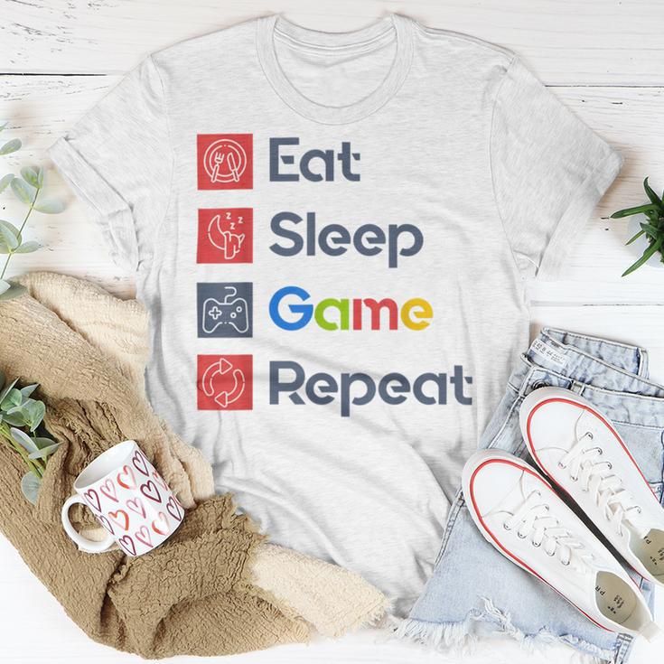 Eat Sleep Game Repeat Unisex T-Shirt Funny Gifts