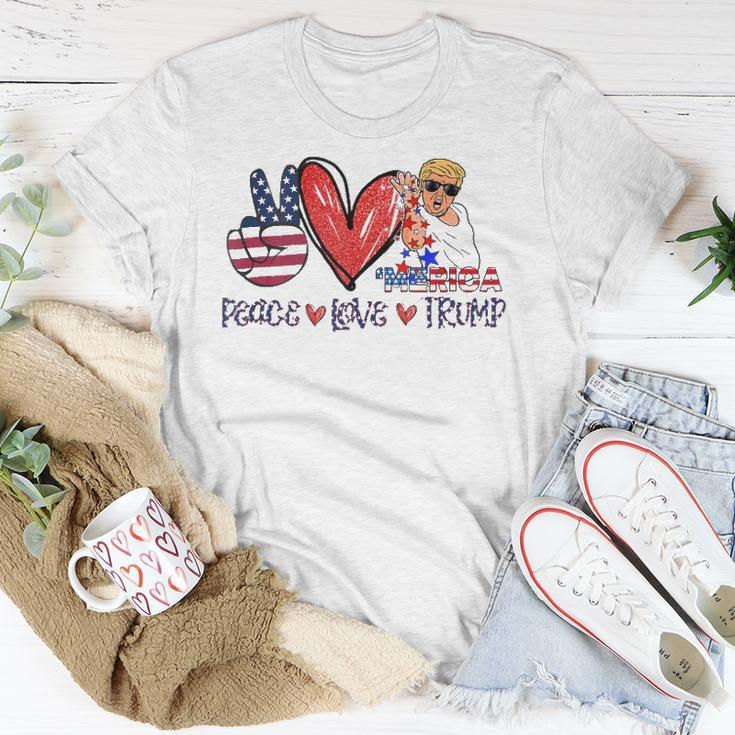 Funny 4Th Of July Peace Love Trump Merica Usa Flag Patriotic Unisex T-Shirt Unique Gifts