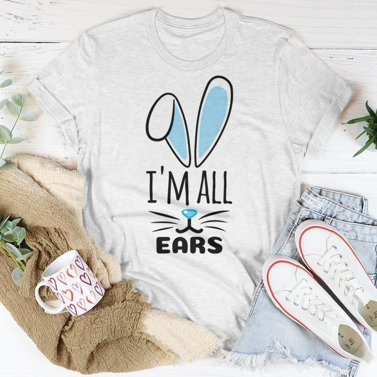 Funny Cute Pastel Blue Bunny Im All Ears Rabbit Happy Easter Day Gift For Girls Women Mom Mommy Family Birthday Holiday Christmas Unisex T-Shirt Funny Gifts