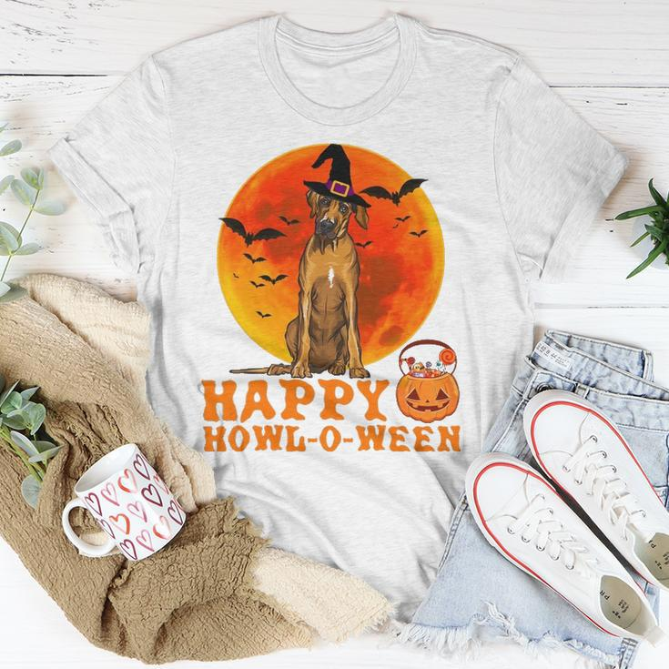 Funny Rhodesian Ridgeback Dog Halloween Happy Howl-O-Ween Unisex T-Shirt Unique Gifts