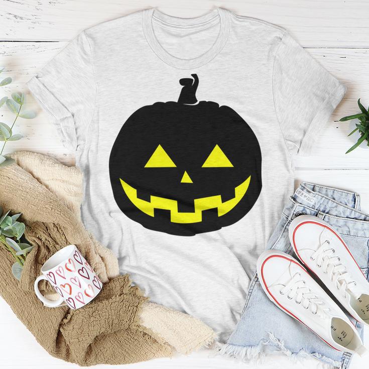 Happy Halloween Scary Black Pumpkin Pattern Unisex T-Shirt Funny Gifts