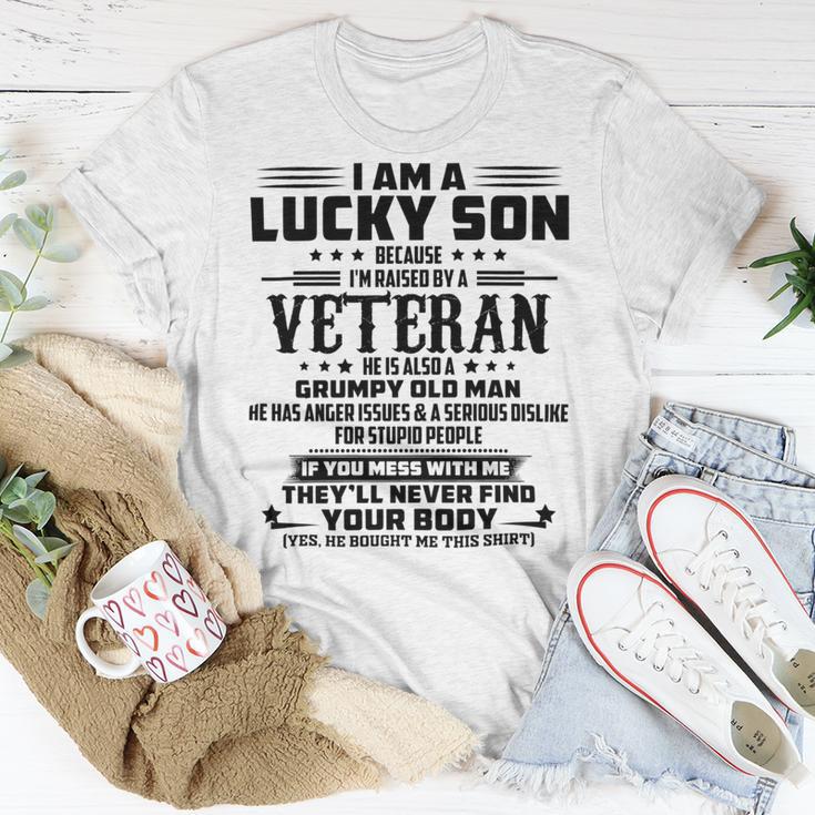 I Am A Lucky Son Because Im Raised By A Veteran V2 Unisex T-Shirt Funny Gifts