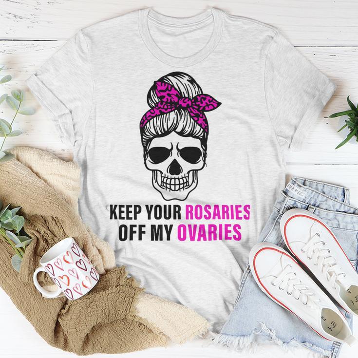 Keep Your Rosaries Off My Ovaries Feminist Skull Unisex T-Shirt Funny Gifts