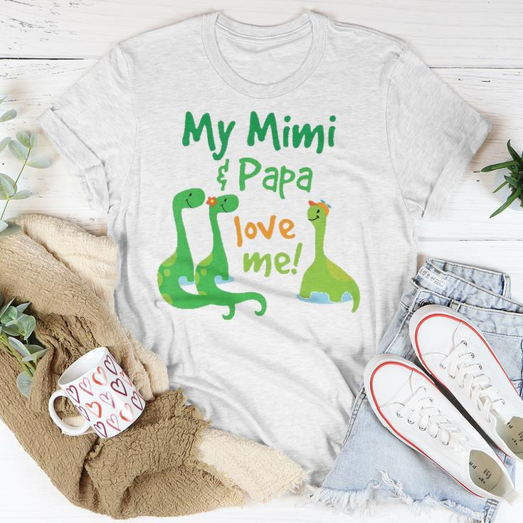 Kids My Mimi And Papa Love Me Dinosaur Grandson Unisex T-Shirt Unique Gifts