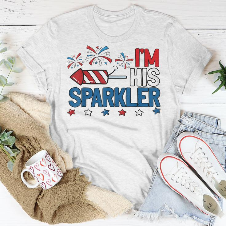 Mens Im His Sparkler Funny 4Th Of July Matching Couples For Her Unisex T-Shirt Funny Gifts