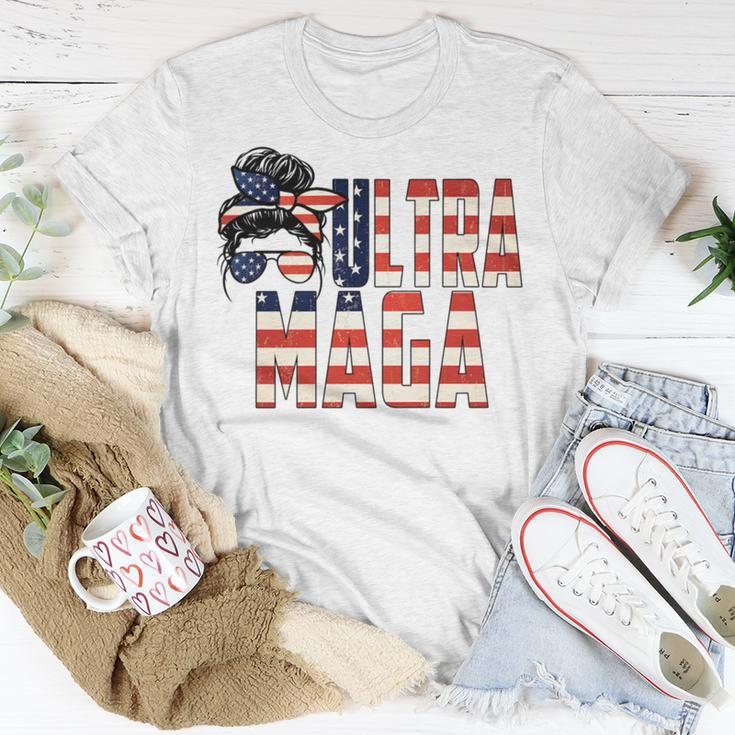 Messy Bun Ultra Maga Flag Sublimation Unisex T-Shirt Unique Gifts