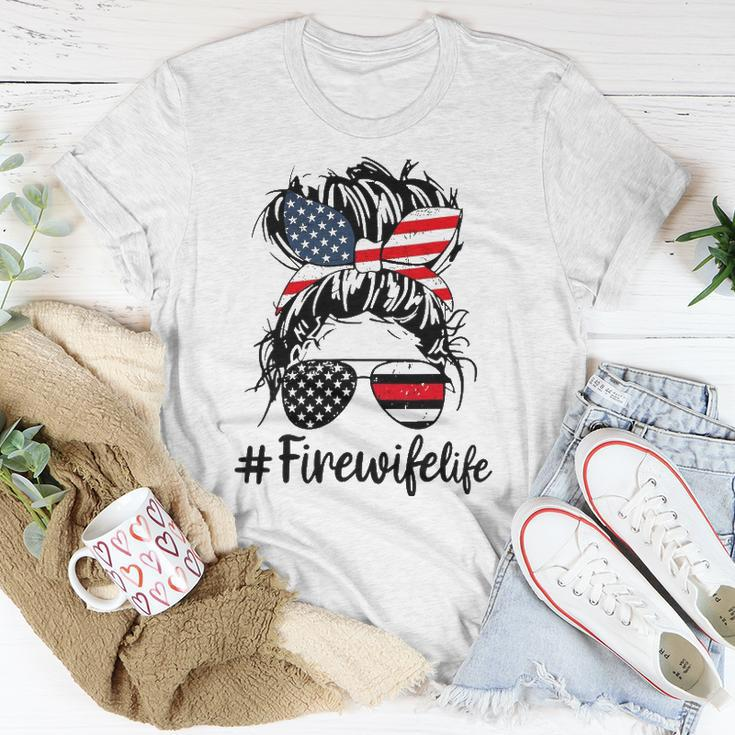 Mom Life And Fire Wife Firefighter Patriotic American Unisex T-Shirt Unique Gifts