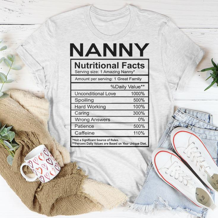 Nanny Grandma Nanny Nutritional Facts T-Shirt Funny Gifts