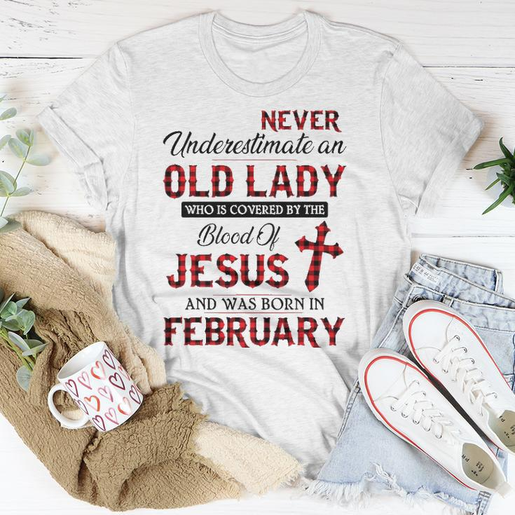 Never Underestimate An Old Lady Who Is Covered By February Unisex T-Shirt Unique Gifts