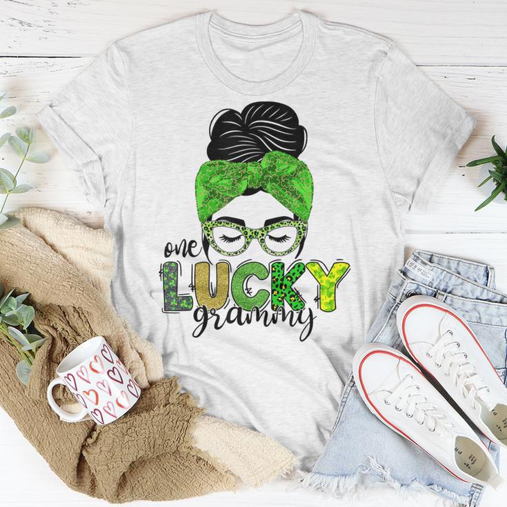 One Lucky Grammy Life Messy Bun St Patricks Day Irish Unisex T-Shirt Funny Gifts