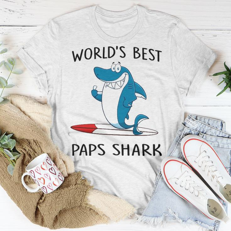 Paps Grandpa Worlds Best Paps Shark T-Shirt Funny Gifts