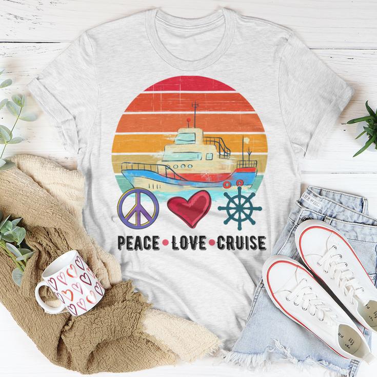 Peace Love Cruising Family Cruise Vacation Matching Gift Unisex T-Shirt Funny Gifts