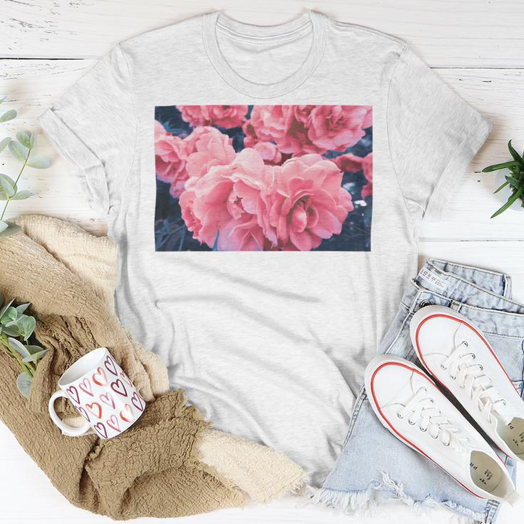 Pink Roses In Garden Unisex T-Shirt Funny Gifts