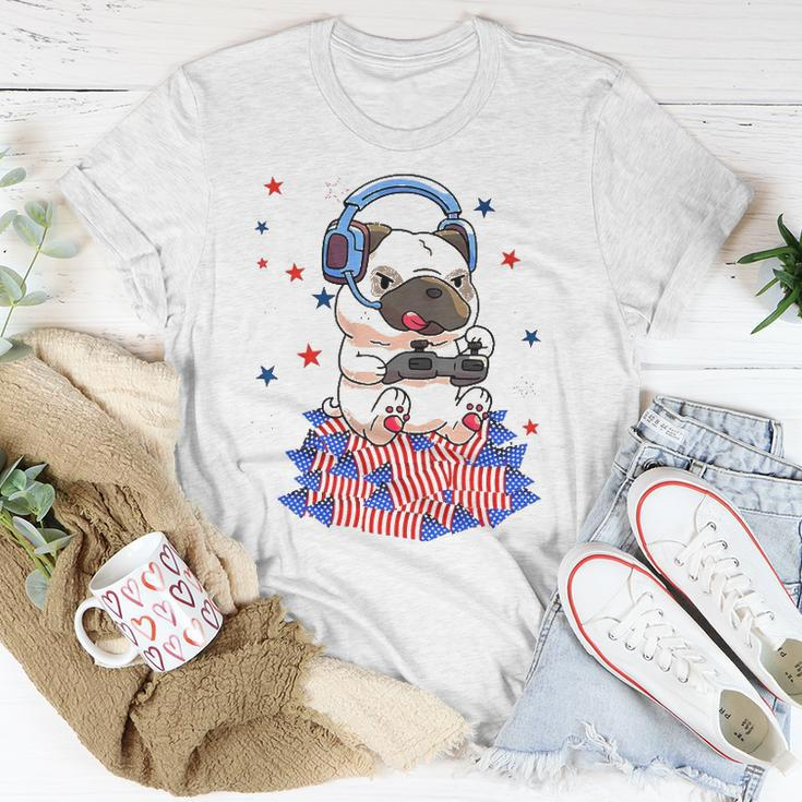 Pug Game Puppy Controller 4Th Of July Boys Kids Video Gamer Unisex T-Shirt Unique Gifts