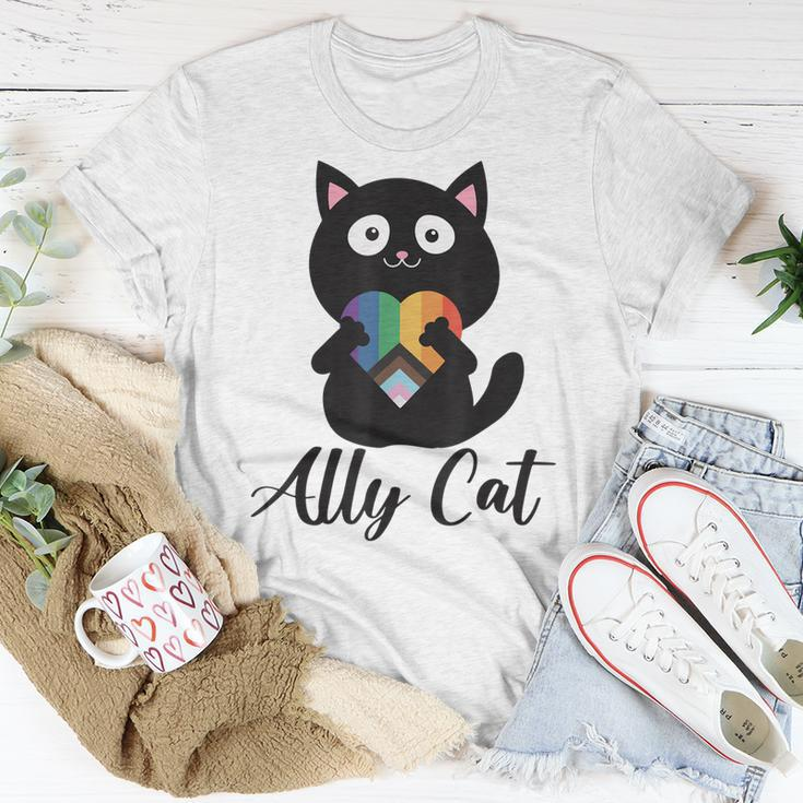 Rainbow Ally Cat Lgbt Gay Pride Flag Heart Men Women Kids Unisex T-Shirt Unique Gifts