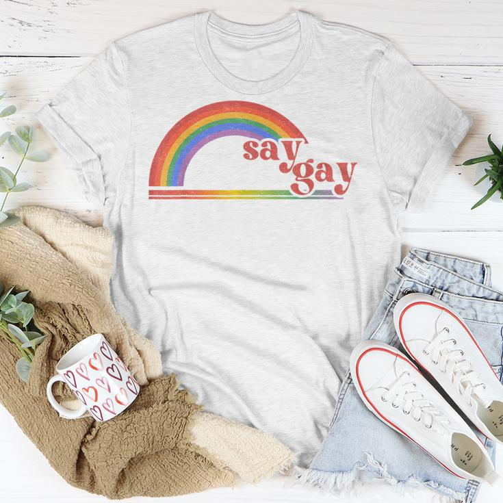Rainbow Say Gay Protect Queer Kids Pride Month Lgbt Unisex T-Shirt Funny Gifts