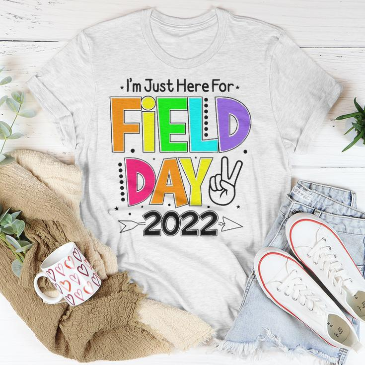 School Field Day Teacher Im Just Here For Field Day 2022 Peace Sign Unisex T-Shirt Unique Gifts