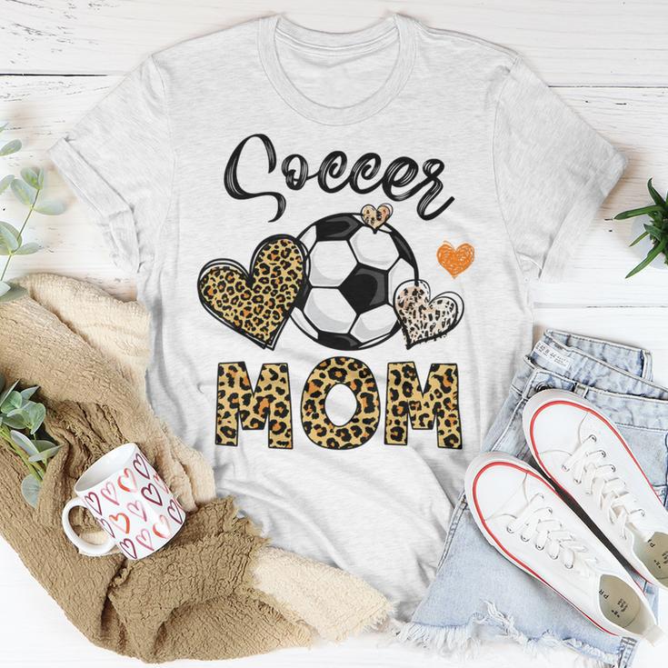 Soccer Mom Game Day Cheer Mom Leopard Mothers Day Unisex T-Shirt Funny Gifts