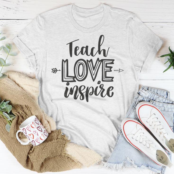 Teach Love Inspire Teacher Appreciation Day Back To School Unisex T-Shirt Funny Gifts