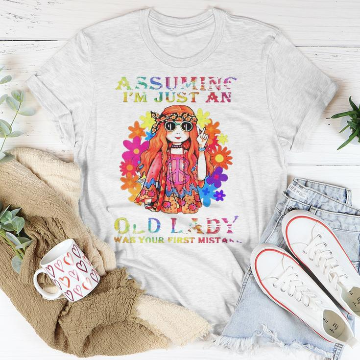Womens Assuming Im Just An Old Lady Hippie Unisex T-Shirt Unique Gifts