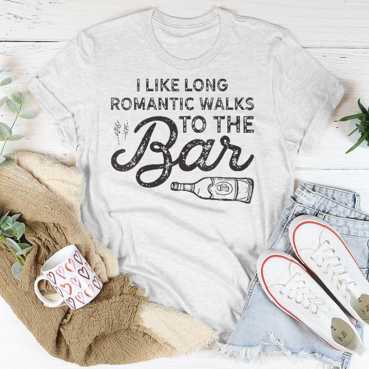 Womens I Like Long Romantic Walks To The Bar Funny Drinking Unisex T-Shirt Unique Gifts