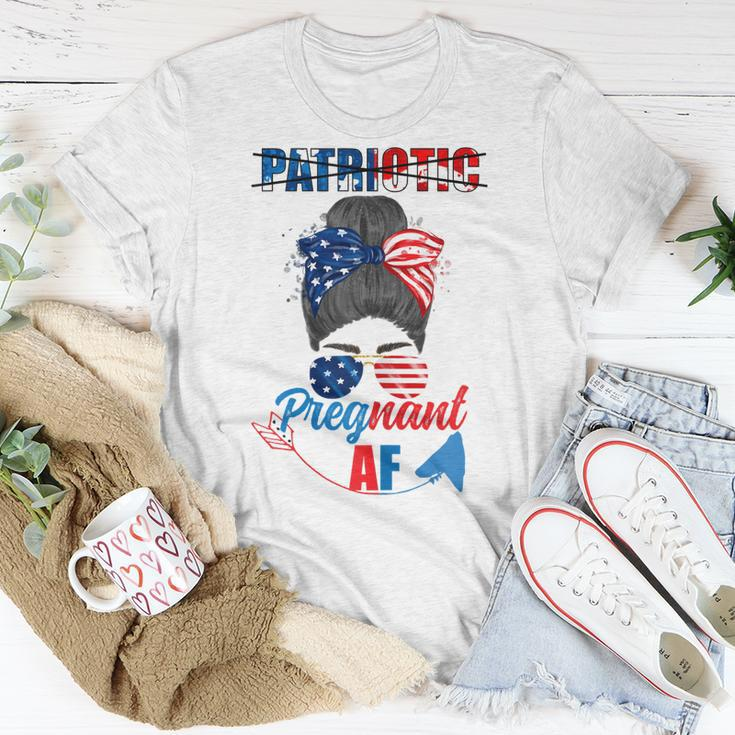 Womens Patriotic Pregnant Af Baby Reveal 4Th Of July Pregnancy V2 Unisex T-Shirt Funny Gifts