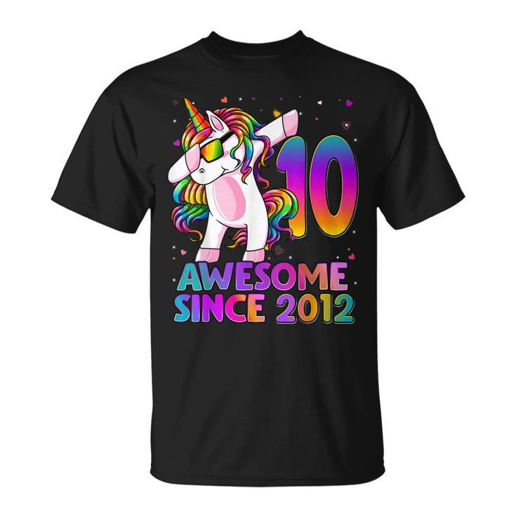 10 Year Old Unicorn Dabbing 10Th Birthday Girl Unicorn Party V3 Unisex T-Shirt