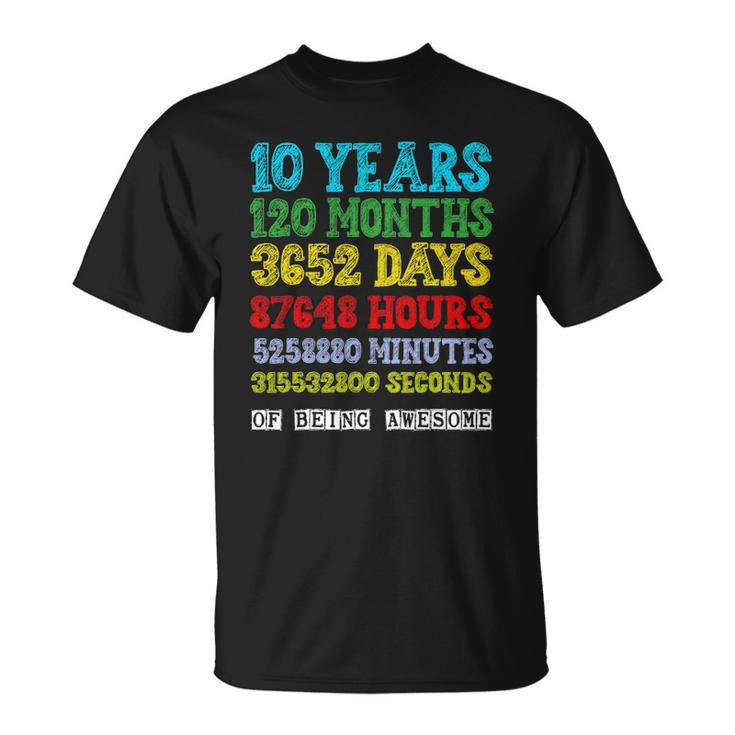 10 Years Of Being Awesome Happy 10Th Birthday Ten Countdown Unisex T-Shirt