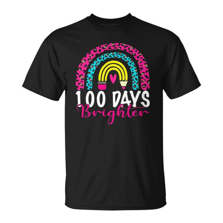 100 Days Brighter Teacher Student 100 Days Of School Rainbow Unisex T-Shirt