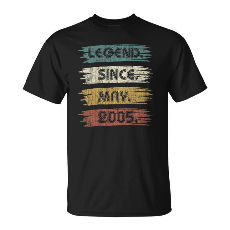 17 Years Old Gifts Legend Since May 2005 17Th Birthday Unisex T-Shirt