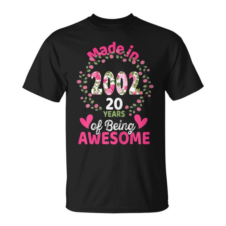 20 Years Old 20Th Birthday Born In 2002 Women Girls Floral  Unisex T-Shirt